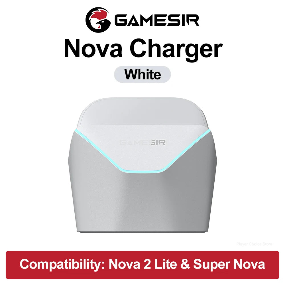 GameSir Gamepads Charger Dock Nova 2 Lite Super Nova Charging Station Original Stylish Dispay Stand Smart Start Stop Charging Vue White