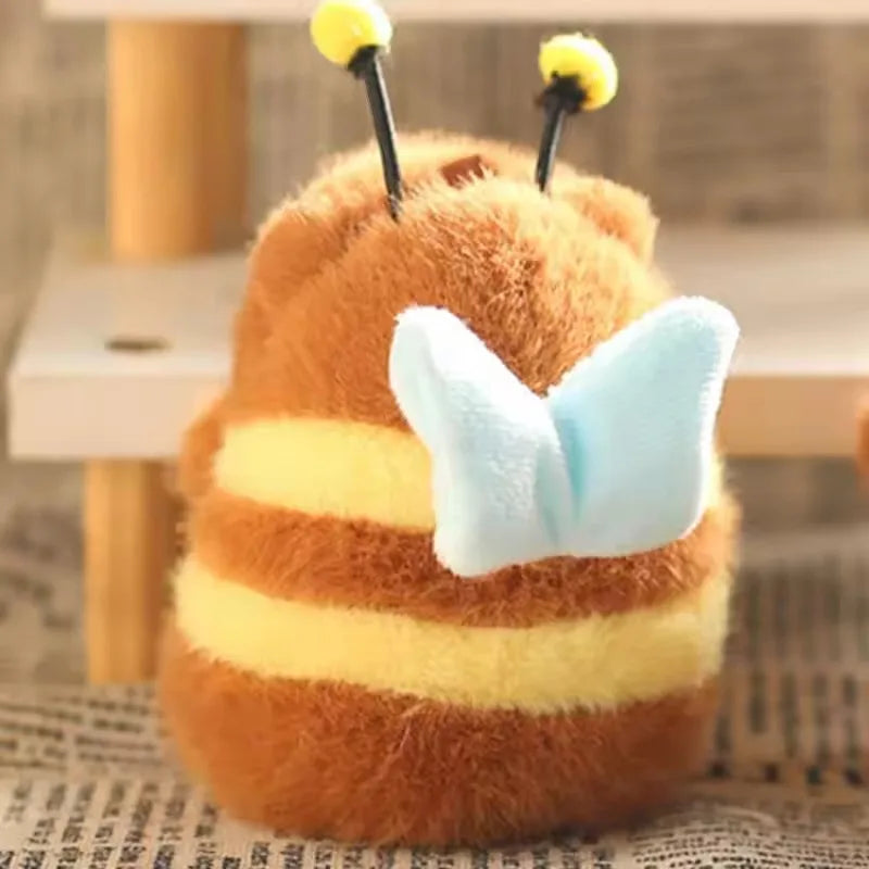 1-20PCS Cute Plush Bee Wings Vibrating Keychain Capybara Fun Quirky Toys Plush Bee Doll Bag Charm Plush Charm Children's Gift Vue