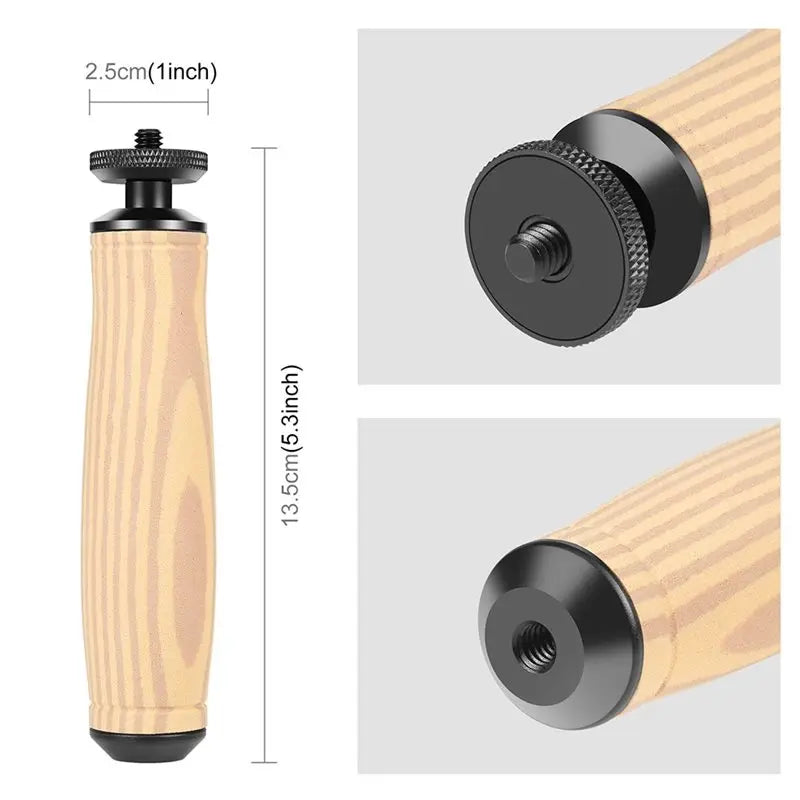 Hot-Wooden Handle Camera Grip Stabilizer Handgrip With 1/4 Inch Screw Port Universal DSLR Mirrorless Cage Side Handle Vue