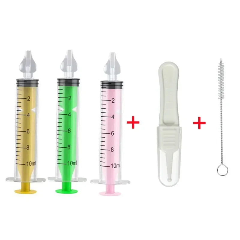 vvocci Baby Nose Cleaner Baby Brush & Tweezer with Cleaning Needle Tube Aspirator NasalSyringe Nasal Irrigator Nose Wash Tool Vue B364-5Pcs Set MixedC