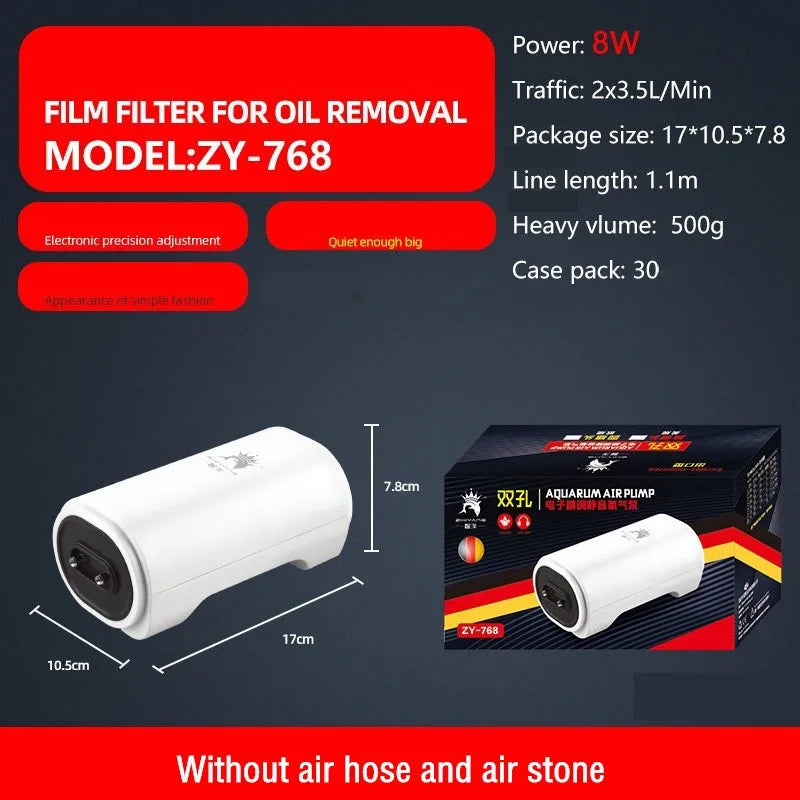 Aquarium Air Pump Ultra Silent High Energy Saving Oxygen Pump Fish Tank Aerator Adjustable Air Volume Pump 110/220V Vue ZY-768 US 110V