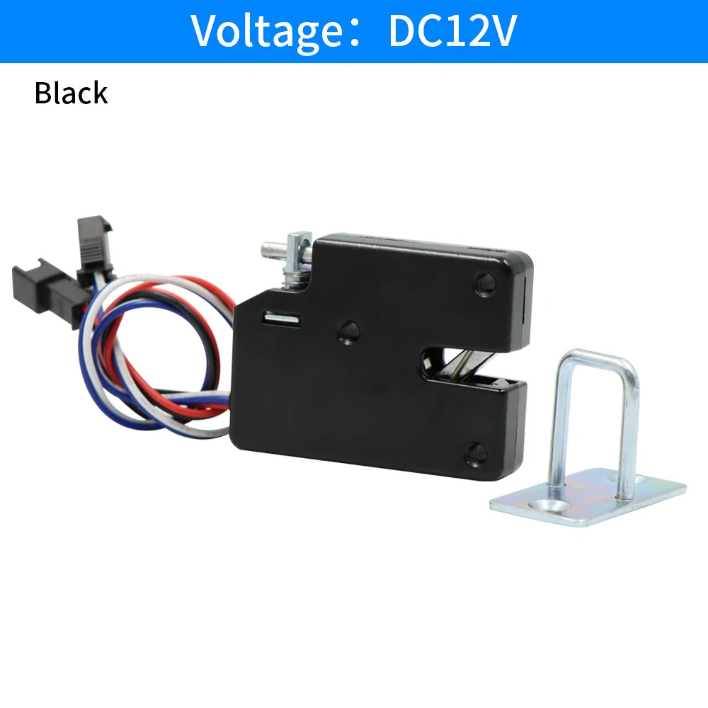 DC 5-24V Compact Solenoid Electromagnetic Lock for Cabinet Drawer Control, Industrial Commercial Use Vue Black-DC12V-2.4A