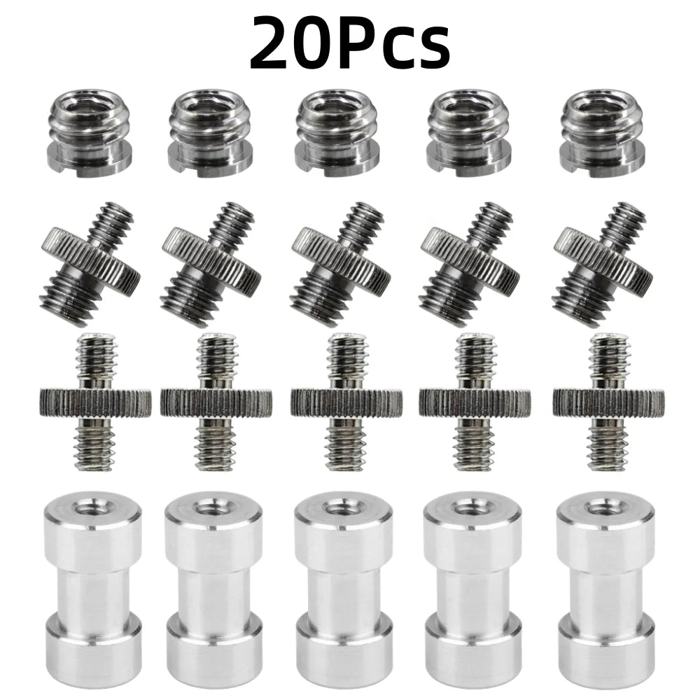 20Pcs 1/4" to 3/8" Female Screw Convert Adapter Spigot Stud Male Adapter Metal Screw for Flash Light Tripod Photo Studio Kit Vue