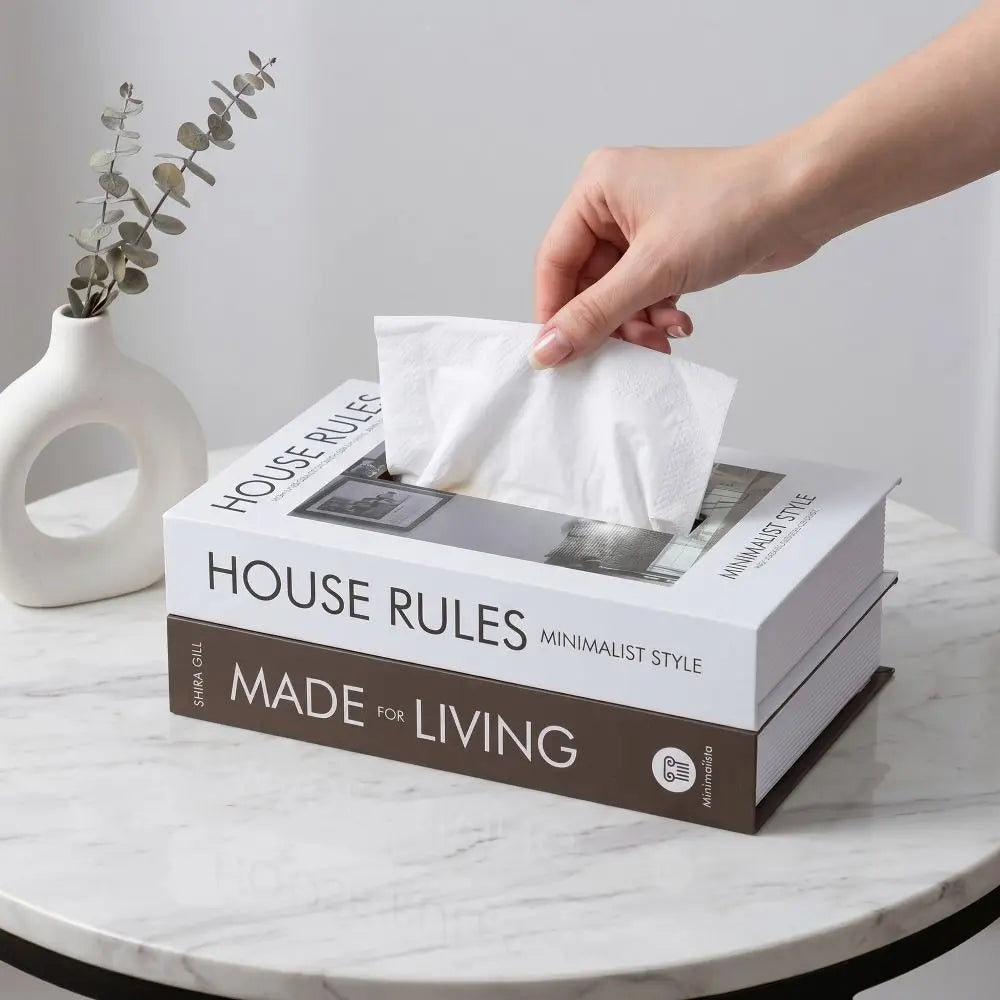 Retro Luxury Book Style Tissue Box Ornaments Container Storage Box Double Layer Decoration Napkin Holder Case Bedroom Vue
