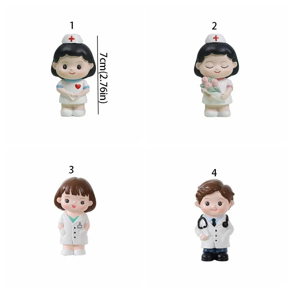 Funny Cartoon White Nurse Figurine Handmade Cute Doctor Model DlY Landscaping Nurse Baking Ornaments Office Vue