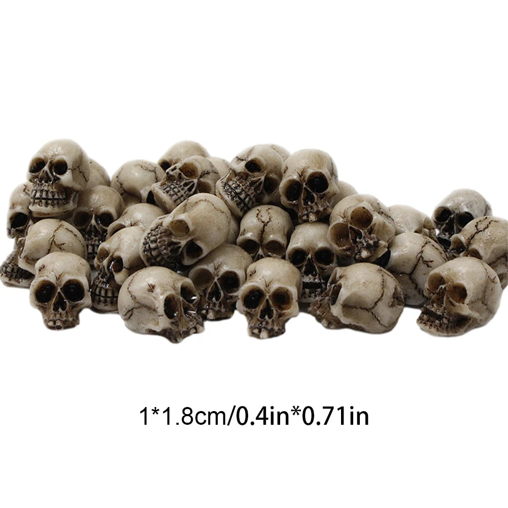 20Pcs Mini Skull Model Collectable Halloween Gothic Skull Sculptures Creative Festival Theme Landscape Garden Potted Plant Decor Vue