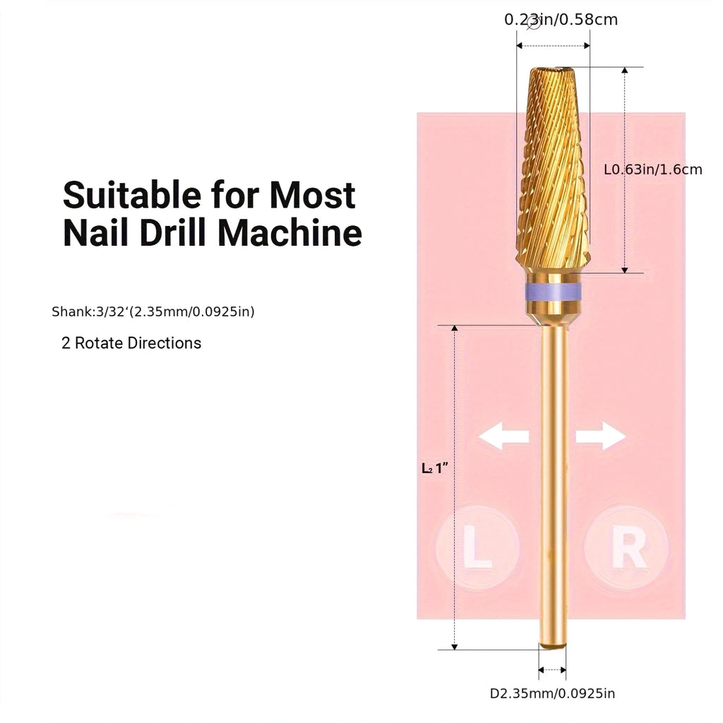 5in1 Pro Nail Drill Bit, Multifunctional Mixed Size Carbide Version, Suitable for Nail Trimming, Foot Care, Removal, Gel Polishi Vue 01