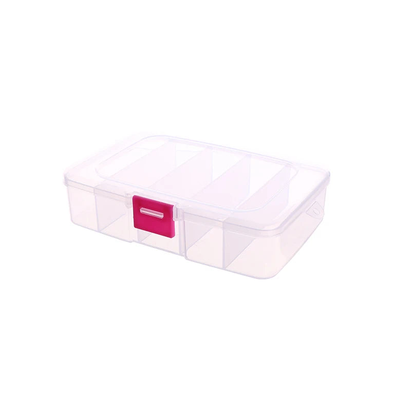 5/6-Grid Portable Plastic Storage Box Dust Proof Hair Clips Jewelry Organizer Household Travel Small Accessories Container Case Vue pink-143x94x35mm