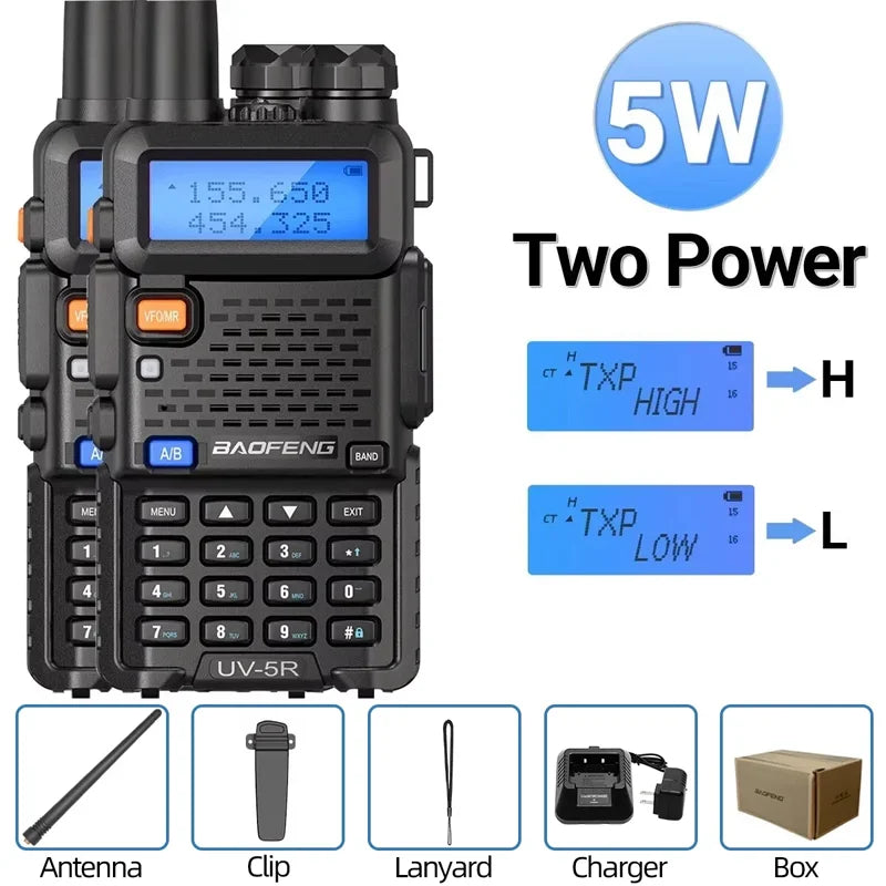 Baofeng UV-5R Radio Ham Radio Handheld UV5R Long Range Dual Band Rechargeable Two Way Radio Walkie Talkies for Hunting Camping Vue 5W-2PCS