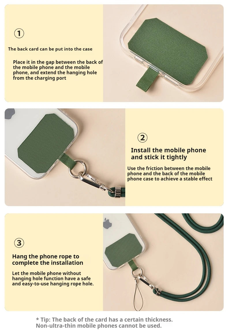 Universal Adjustment Phone Lanyard Necklace Strap Phone Case Solid Color Long Hanging Rope With Clip Anti-Lost Crossbody Lanyard Vue