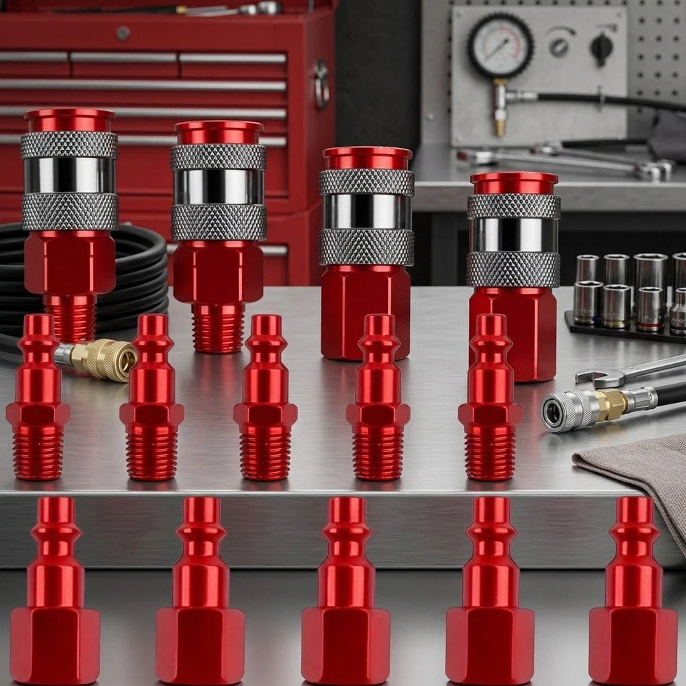 14-Pc 1/4" NPT Pneumatic Quick Coupler Kit for Air Compressor Pneumatic Coupler Kit Vue