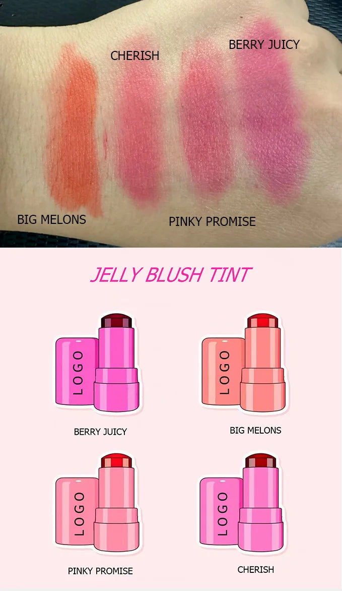 Jelly Blush Stick Tint Face Makeup Customized Logo Cruelty Free Private Label Jelly Blusher Magic Pink Rose Cheek Cosmetics Bulk Vue 20PCS your colors