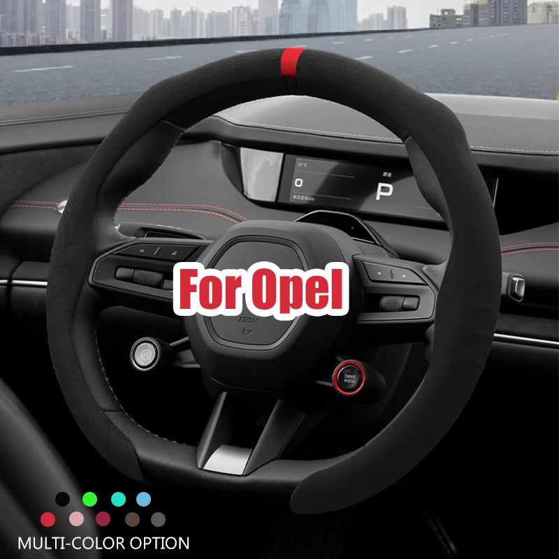 Fashion Suede Car Steering Sheel Cover For Opel OPCline ASTRA CORSA INSIGNIA MOKKA VECTRA Tigra Adam Combo Zafira Vivaro Cross Vue