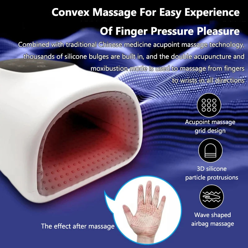 Electric Hand Massage Airbag Wrapping Pressing Hand Massager Deep Squeezing Kneading 3 Modes Hot Compress Palm Massage Divece Vue