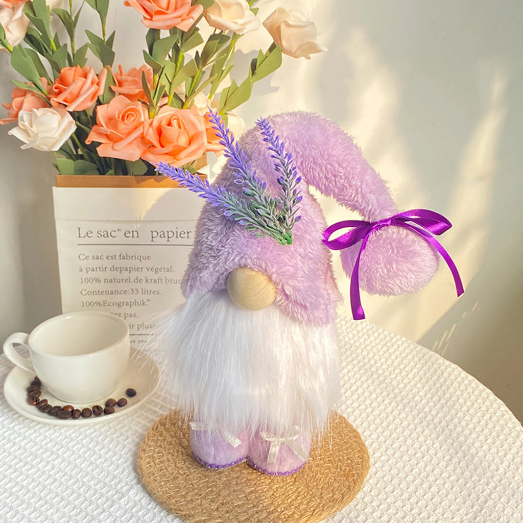 Spring Gnome Plush Lavender Purple Hat – Table Topper Decor Plush Gnome Decor Vue