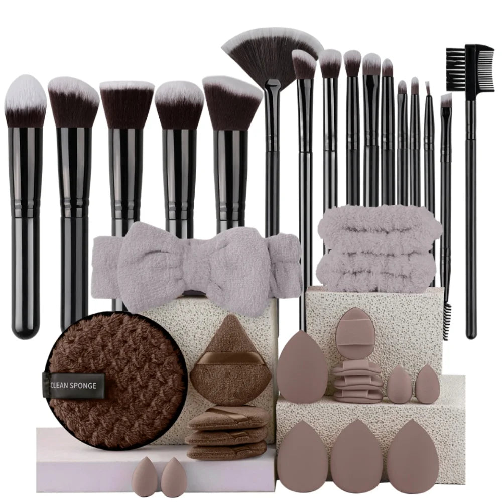 Premium Makeup Brushes Set Portable Travel Soft Eye Shadow Brush Foundation Powder Eyelash Concealer Blush Make Up Brush Set Vue AMZ-16BK-20PF