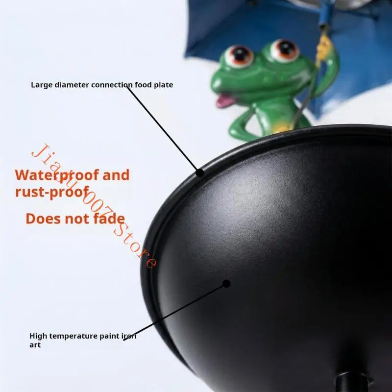 Solar Frog Bird Feeder with LED Light & Garden Ground Spike Solar Garden Ornament Vue