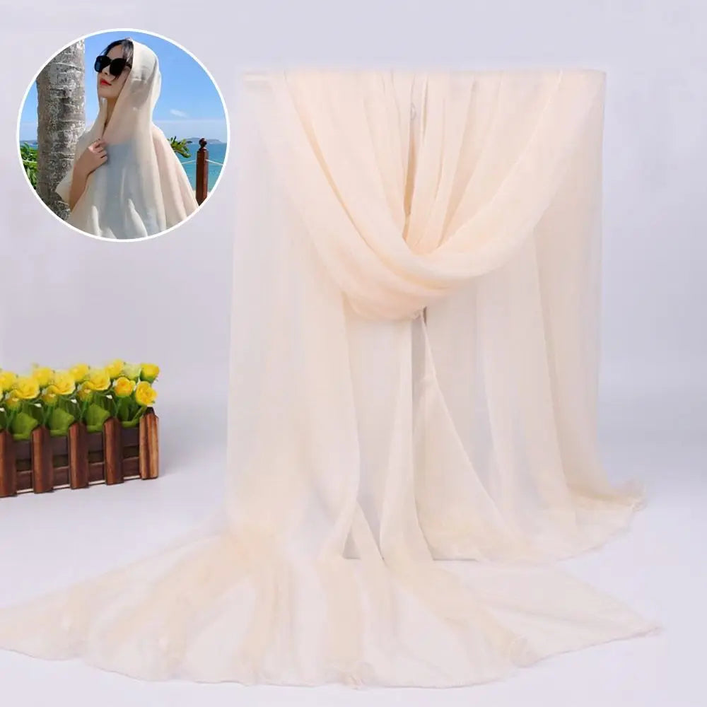 Summer Lightweight Silk Scarf Soft Anti-UV Shawls Breathable Pashmina