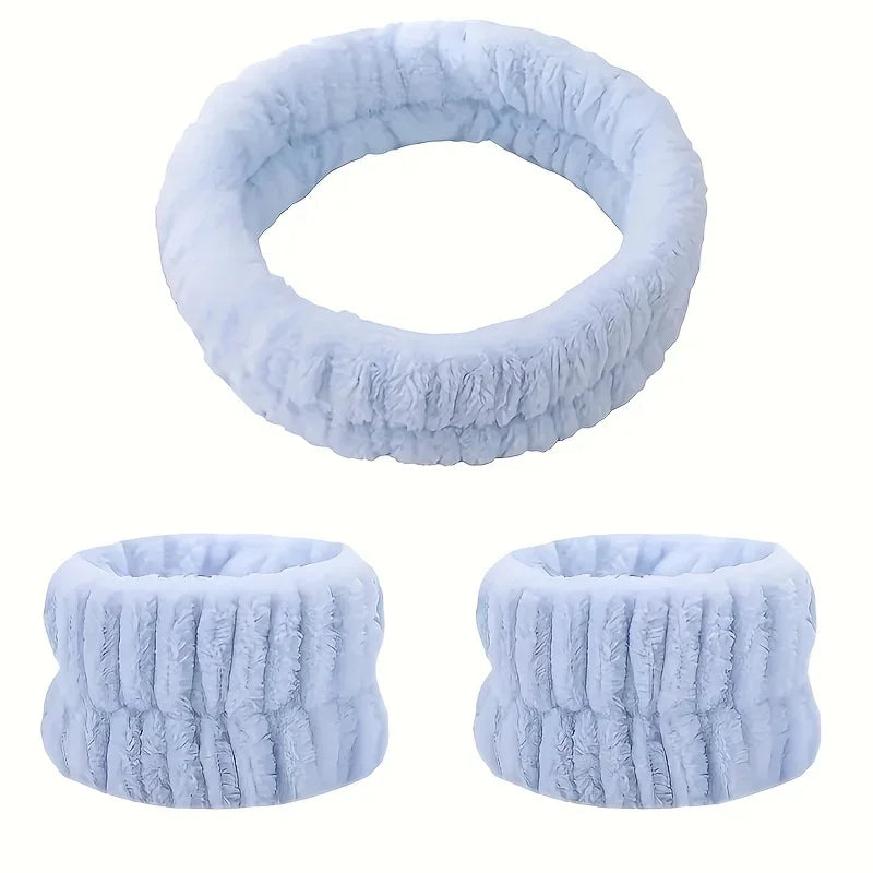 vvocci Towel Wristbands Washband Scrunchies Headband Wrist Cuffs For Women Girls For Washing Face, Hair Headband Face Wash Vue Other M99 Blue