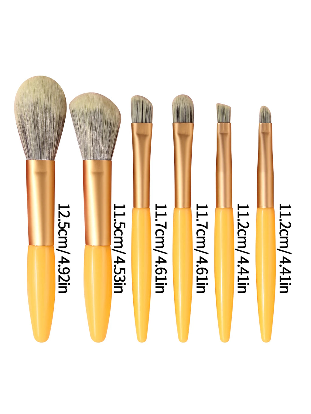 6PC Soft Hair Facial and Eye Portable Makeup Set Brushes - Vibrant Orange Portable Makeup Brush Set - Soft Hair Loose Powder, Bl Vue