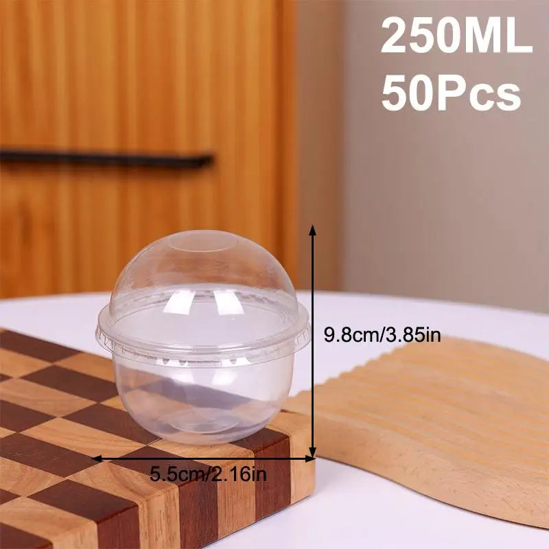 Plastic Salad Dessert Cups 50Pcs 250ML 300ML 360ML 500ML Disposable Clear Bowls For Catering Event Food Serving Vue 250ml