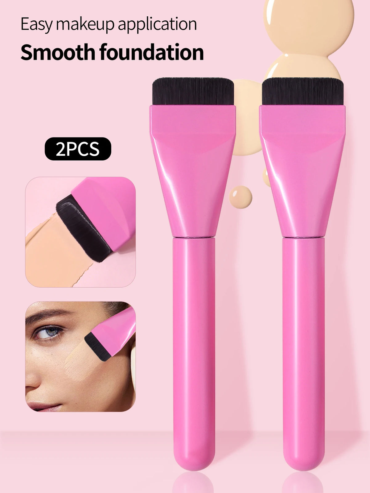 Ultra-thin foundation makeup brush, high-density facial and body Kabuki makeup brush, seamless concealer makeup brush for founda Vue 2pcs