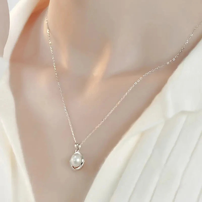 Huitan Simulated Pearl Bridal Pendant Necklace | Wedding Jewelry Pearl Pendant Necklace Vue
