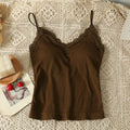 Fashion Breathable Lace Camisole Strap Bra Solid Crop Sexy Wire-free