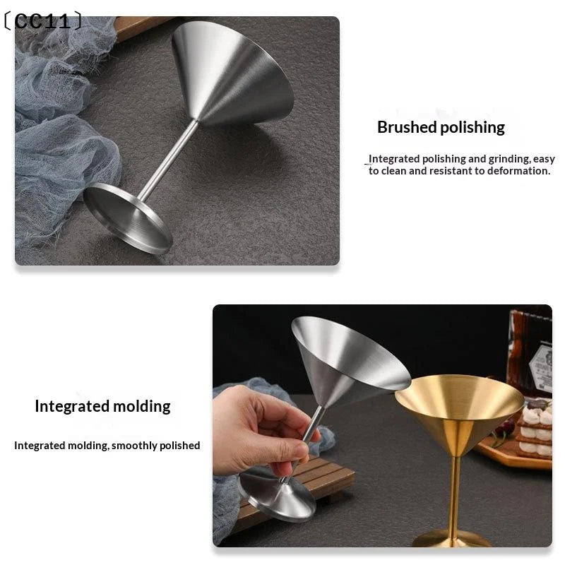 Stainless Steel Martini Cup Cocktail Glass Ice Cream Dessert Goblet