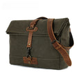 New Retro Canvas Messenger Bag with Mad Horse Leather Casual Large-capacity Messenger Bag Outdoor Commuter Flip Canvas Bag Vue Army green