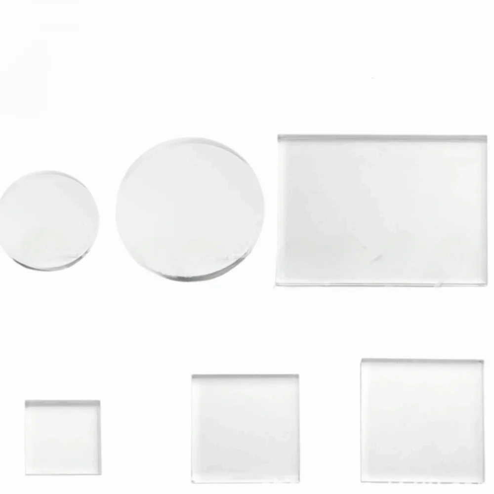 6Pcs High Transparency Acrylic Stamp Block Set with Grid Lines Non-Slip Stamp Block Set Multi-Size Set DIY Clear Stamping Tools Vue 6Pcs Square Circle