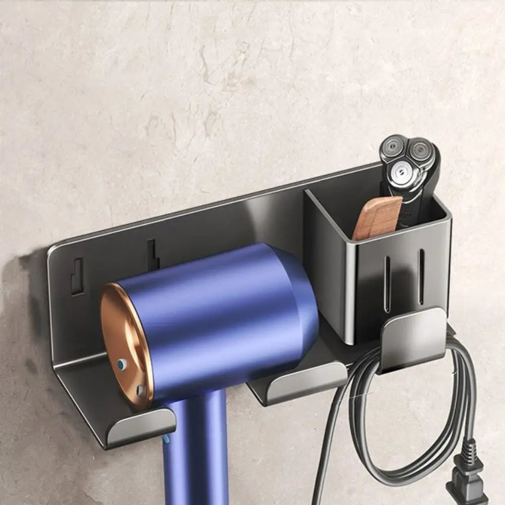Carbon Steel Suction Cup Hair Dryer Holder No-Drill Wall Mounted Hair Dryer Storage Rack Removable Space Saving Vue