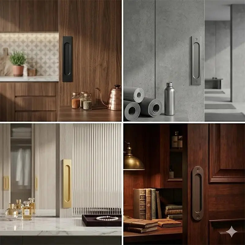 Aluminum Alloy Self Adhesive Sliding Door Handle Punch Free No Drill Needed for Kitchen Window Door Modern Look Vue