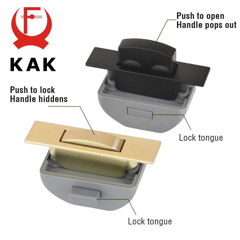 KAK Camper Car Push Button Latch Lock with Handle Bar RV Caravan Boat Drawer Cabinet Catch Keyless Locks Furniture Hardware Vue