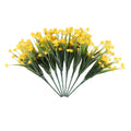 ABKW-16Pcs Artificial Flowers Outdoor Uv Resistant Plants, 8 Branches Faux Plastic Greenery Shrubs Plants Vue Yellow