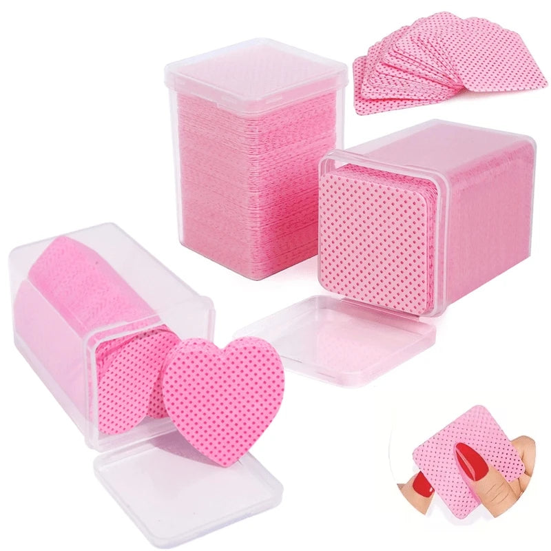 400pcs Non-Woven Nail Cleaning Cotton Square Heart Design for Salon Home Nail Tools Vue
