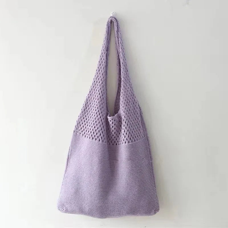 Vintage Hollow Woven Underarm Shoulder Bag Knitted Handbag Women Vue taro