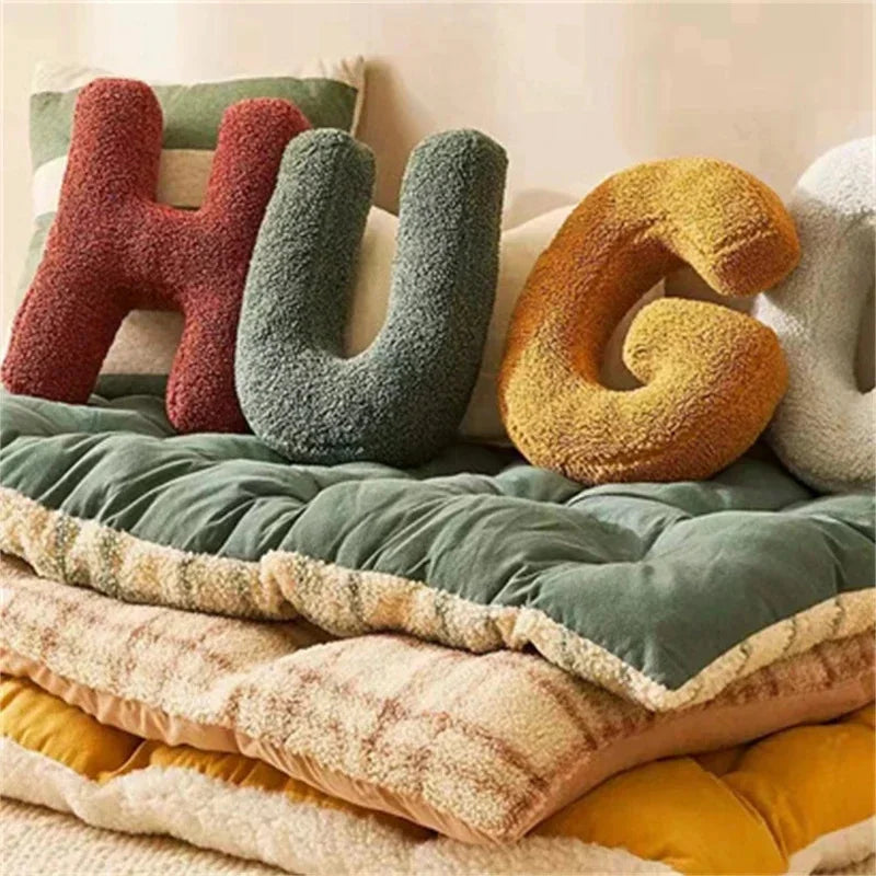 Letter Throw Pillow Personalized Alphabet Cushion Soft Cotton Minimalist Monogram For Sofa Bed Home Decor Kids Teen Gift Vue