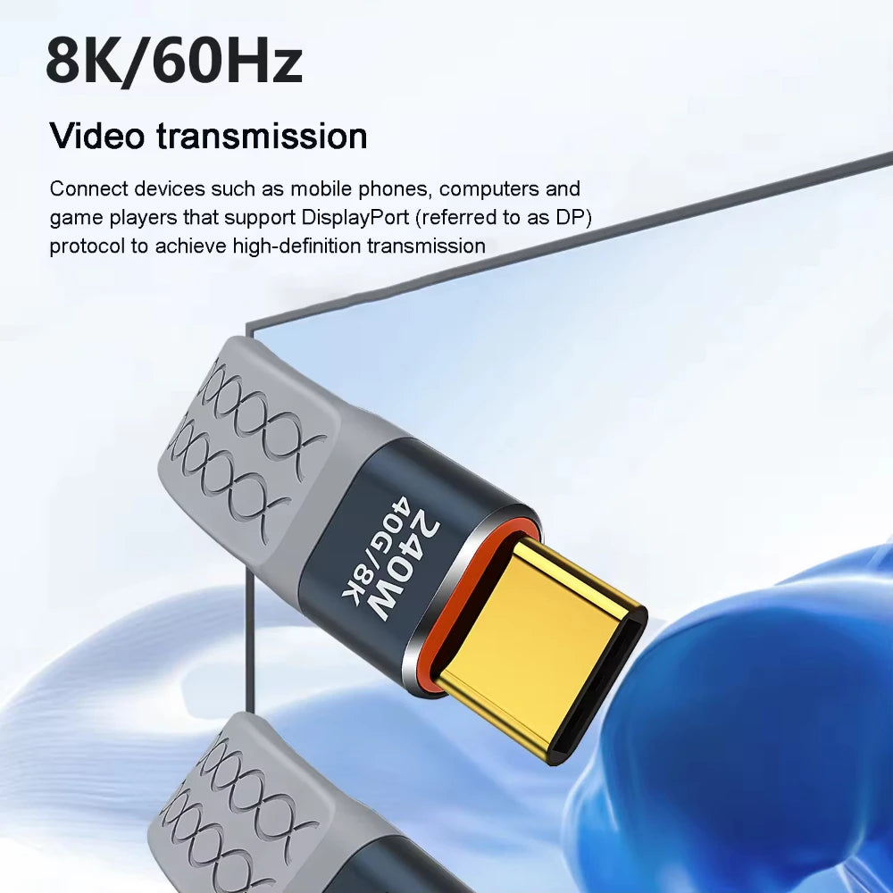 NNBILI 240W 40GB Short USB C to USB C Cable Fast Charging Type C Cord 40Gbps Data Transfer 8K Flat Data Charge Extension Cable Vue