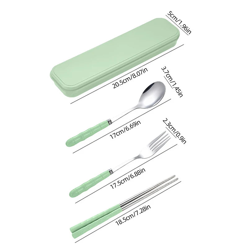 Stainless Steel Portable Cutlery Outdoor Camping Fork Spoon Vue Light Green