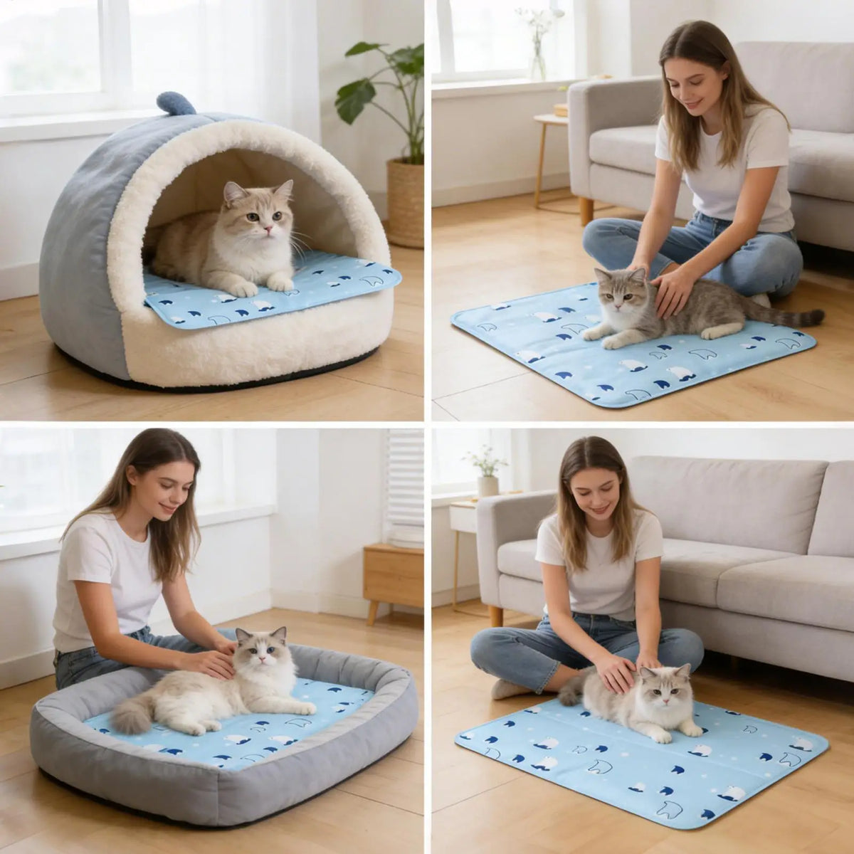 S/M/L Dog Cooling Pad Non-Slip Blanket Animals Beddings Pet Cooling Mat for Dogs for Small Medium Breeds Sleeping Travel Camping Vue