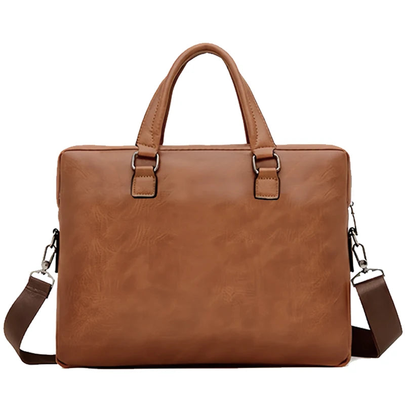 Adjustable Detachable Strap Vintage Leather Laptop Briefcase Multi