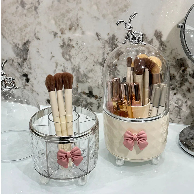 360° Rotating Makeup Brushes Organizer Clear Plastic Dustproof Cosmetic Tools Storage Box for Organizer Lipstick Makeup Brushes Vue