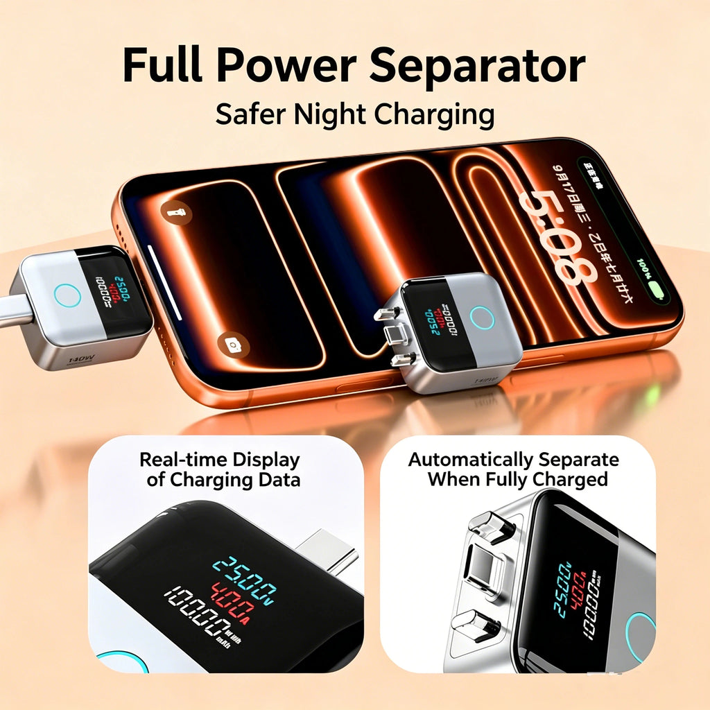 Type-C 140W Physical-Disconnect Battery Guard Anti-Overcharge Protection for Safe Overnight Charging Smart Auto Stop Charging Vue