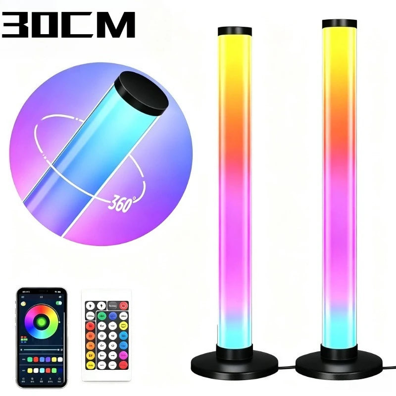 Smart LED Light Bar Remote Control 360° Illuminated Pickup Light Bluetooth DIY Music Sync TV Backlight Ambient Lamp Gaming Light Vue 30cm