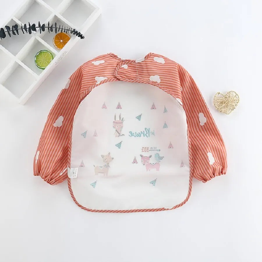 Baby Long Sleeve Scarf Boys Girls Burp Cloth For1-3Year Banana BibsWaterproof Toddler Art Smock Feeding Bib Apron Pocket Infant Vue