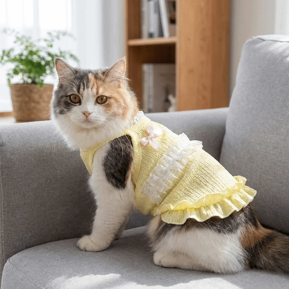 Fashion Breathable Pet Tank Top Floral Lace Lightweight Dog Dresses Princess Sleeveless Puppy Sling Skirt Summer Daily Wear Vue