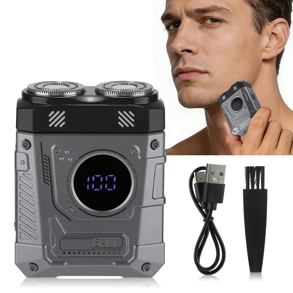 Mini Electric Smart Shaver Dual Blade Head Digital Display Rechargeable Shaver Powerful Beard Trimmer Tool Household Car Shaver Vue