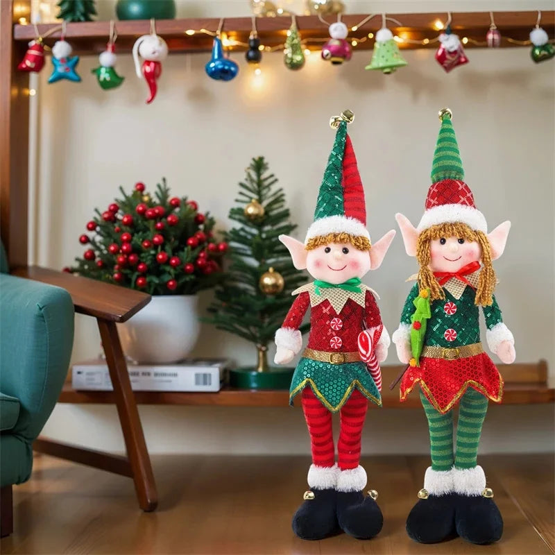 Fabric Standing Elf Plush Doll Christmas Party Centerpiece Table Decor Home Office Gift For Kids And Adults Cute Festive Accent Vue