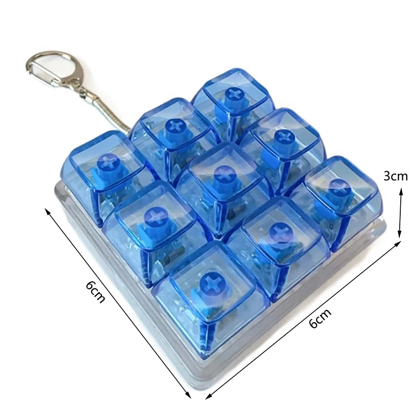 9 Keys Keyboard Keycaps Keychain Fidget Toy Anti-Anxiety Point Keycaps Party Stress Relief DIY Keycaps Toy Keyboard Caps Vue